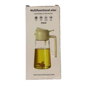 Glass Oil Dispenser Bottle Multifunctional Kitchen Oiler 2 in 1 Oiler Beige